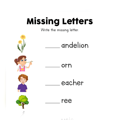 Dandelion Missing Letters Hunt