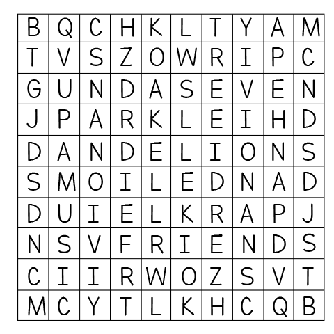 Dandelion Word Search Puzzle